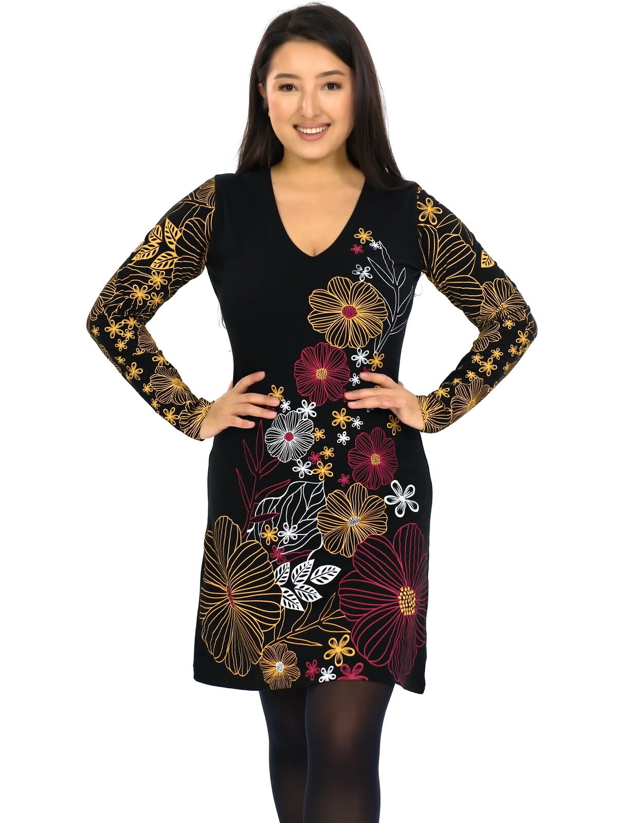 Himalife Šaty Jasmine - černá s barvami Velikost: S