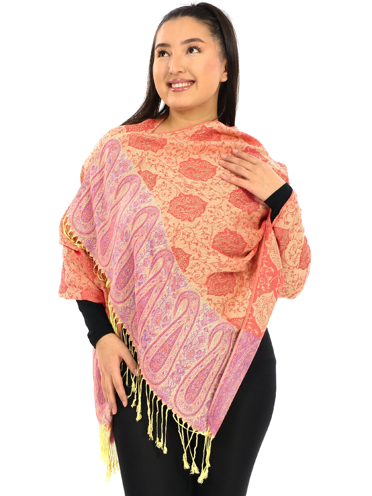 Himalife Šátek pašmína Nepal - světle oranžová