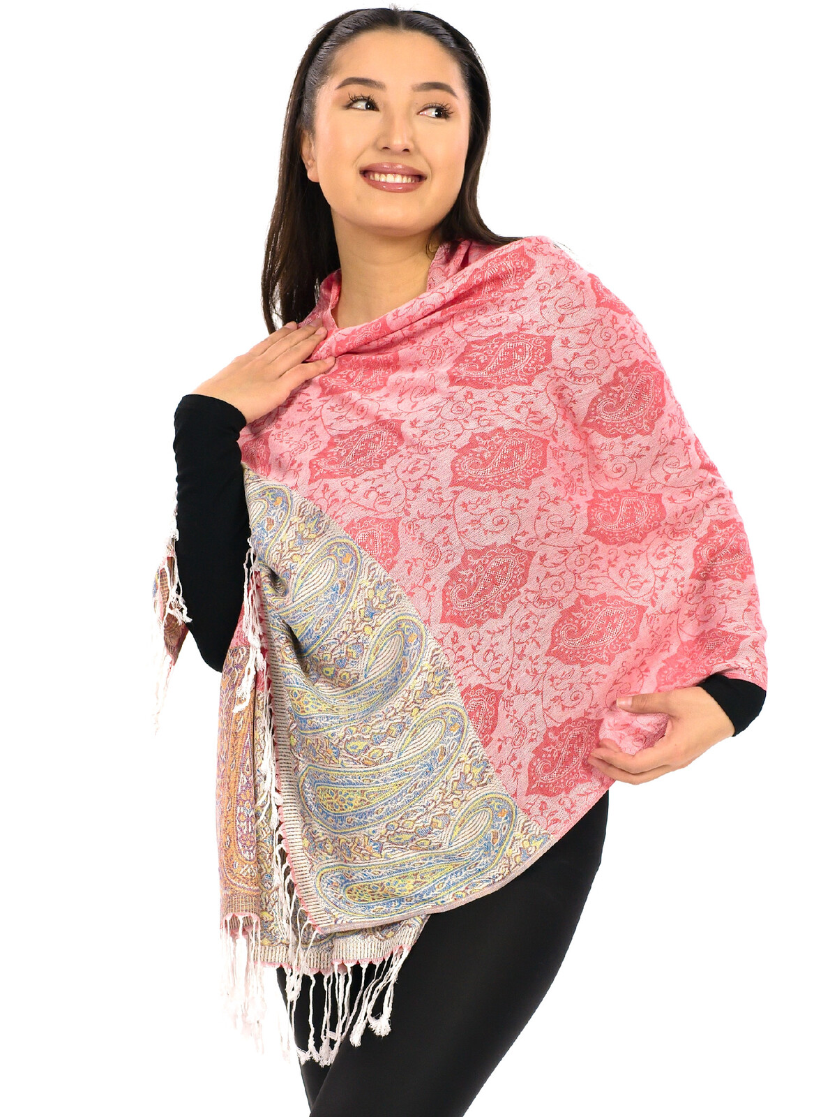 Himalife Šátek pašmína Nepal - růžová s béžovou