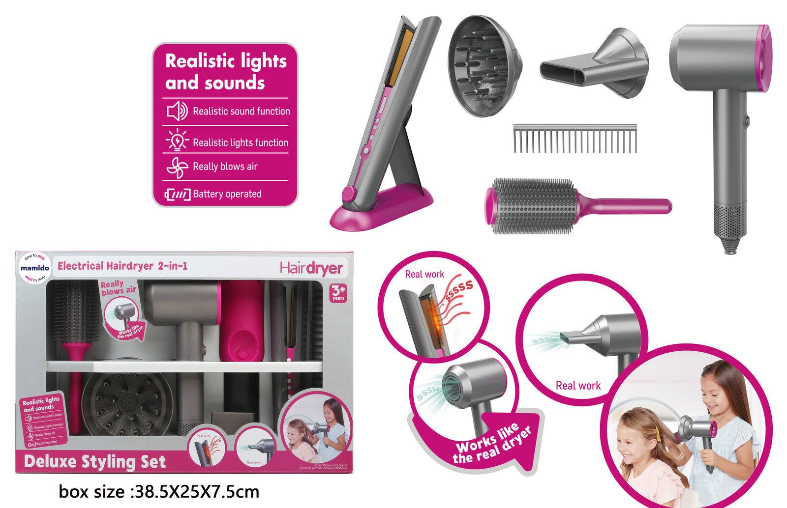 Mamido Mamido Kadeřnická sada - fén, žehlička doplňky MT1173