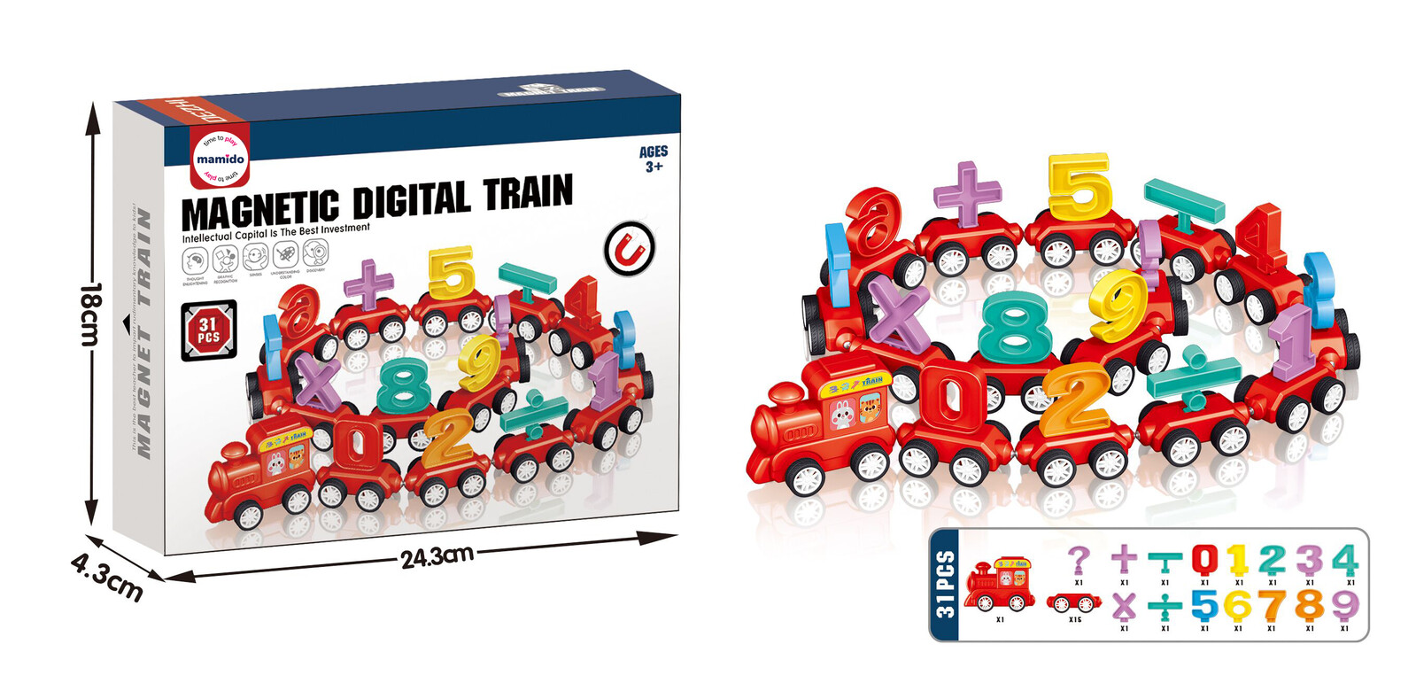 Mamido Mamido Magnetický vláček s čísly a a matematickými symboly MT1161