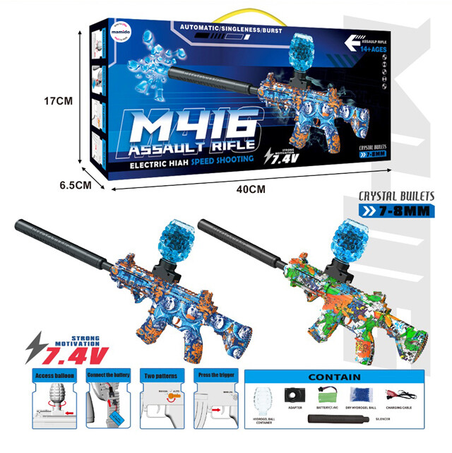 Mamido Mamido Dětská automatická pistole M416 na gelové náboje s baterií 7,4V modrá