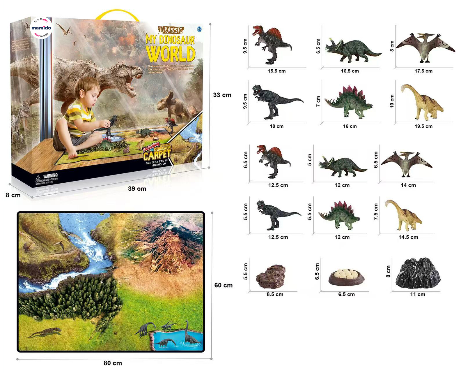 Mamido Mamido Velký set dinosaurů s podložkou My Dinosaur World MT1153