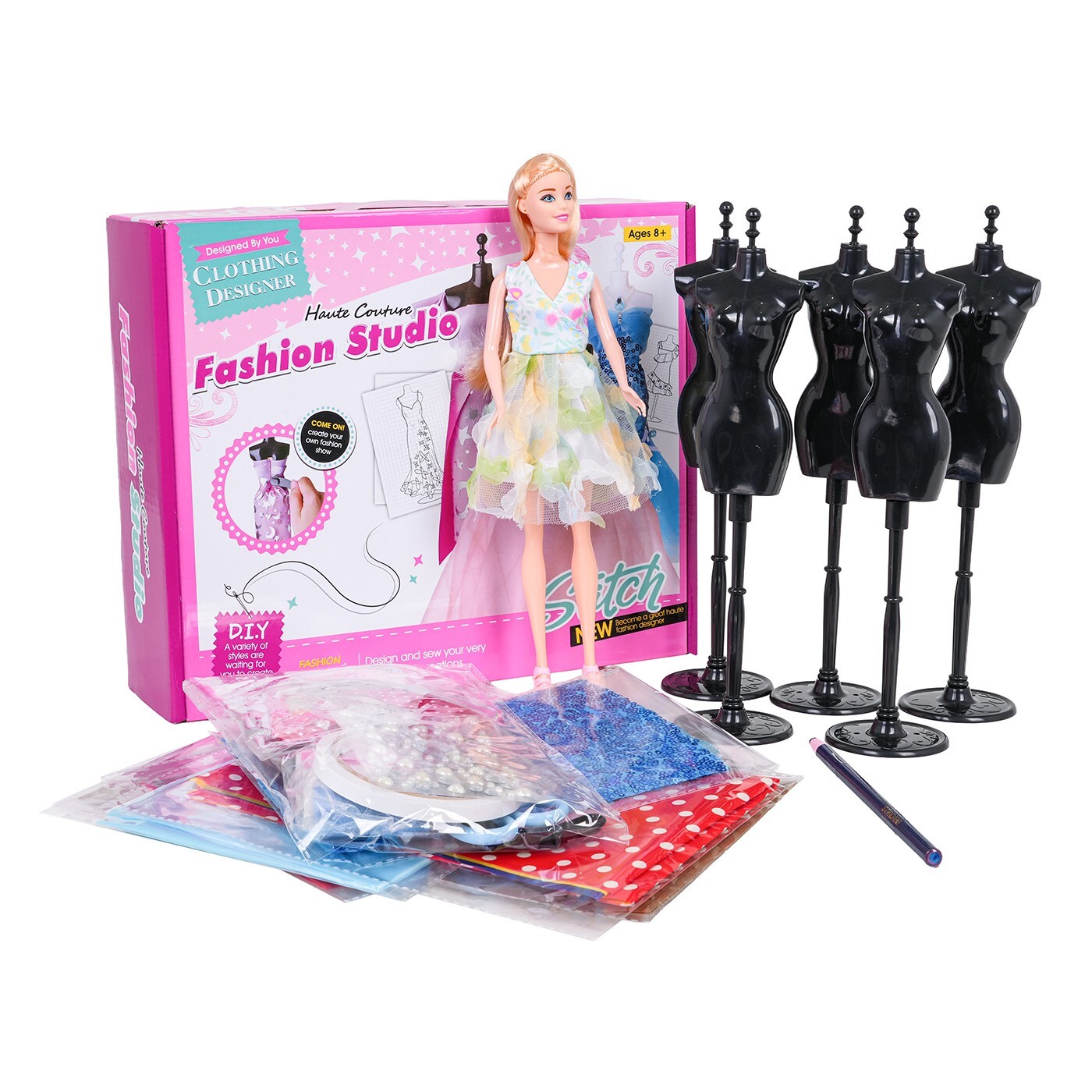 mamido Sada malé návrhářky s barevnými materiály a doplňky