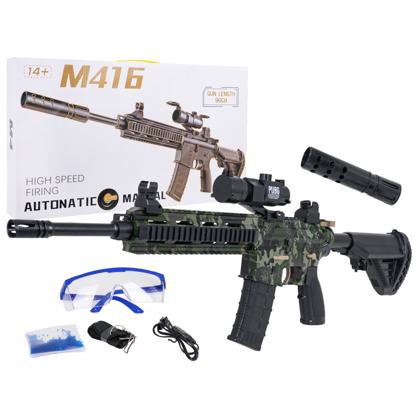 mamido Dětská Puška M416 na vodní kuličky s příslušenstvím