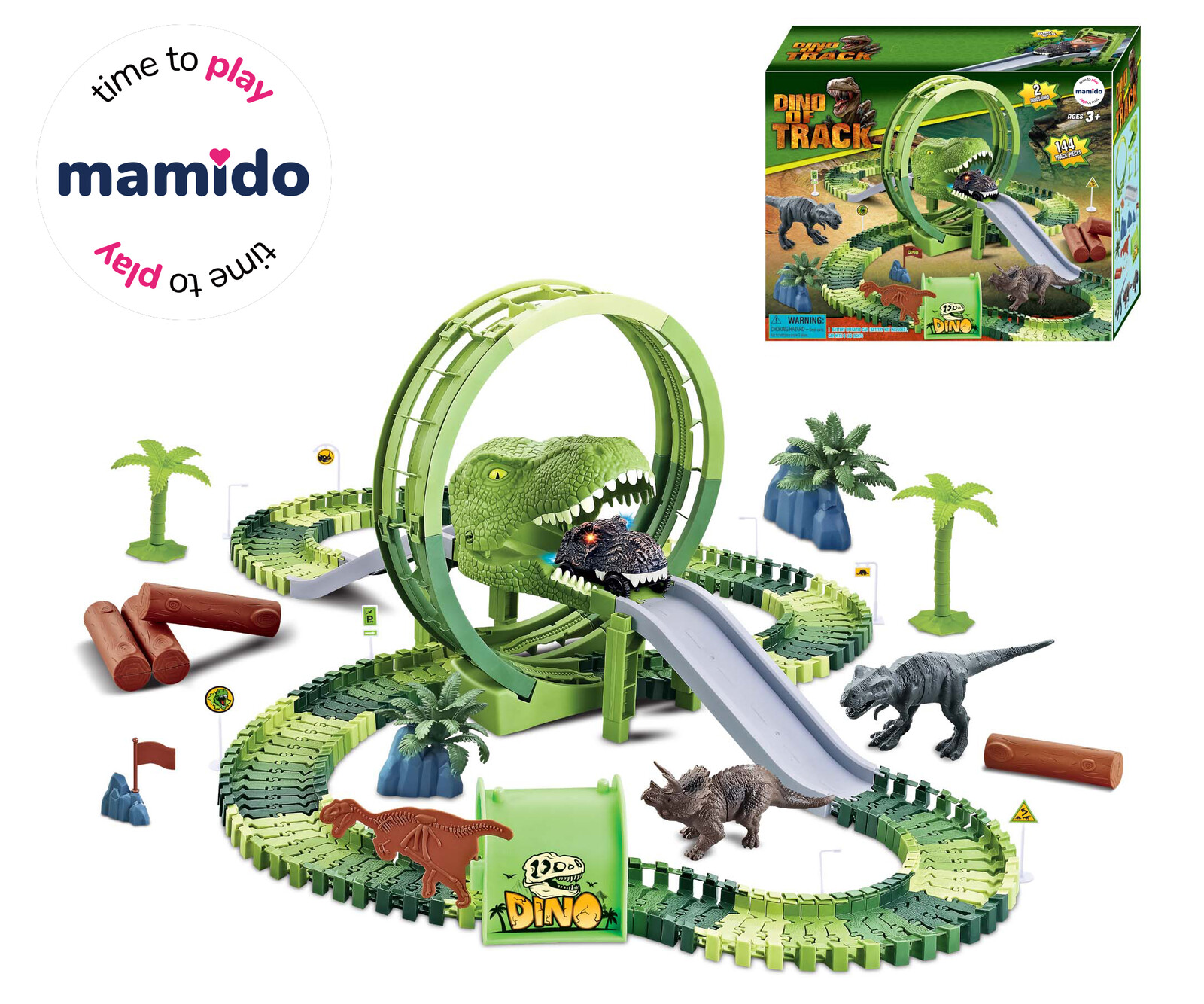 Mamido Mamido Dinosauří závodní dráha s autíčky a zvířátky 96 dílů MT1518