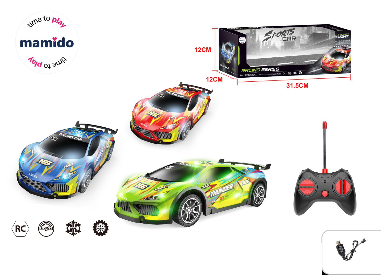 Mamido Mamido Autíčko na dálkové ovládání Thunder 1:16 červené RC