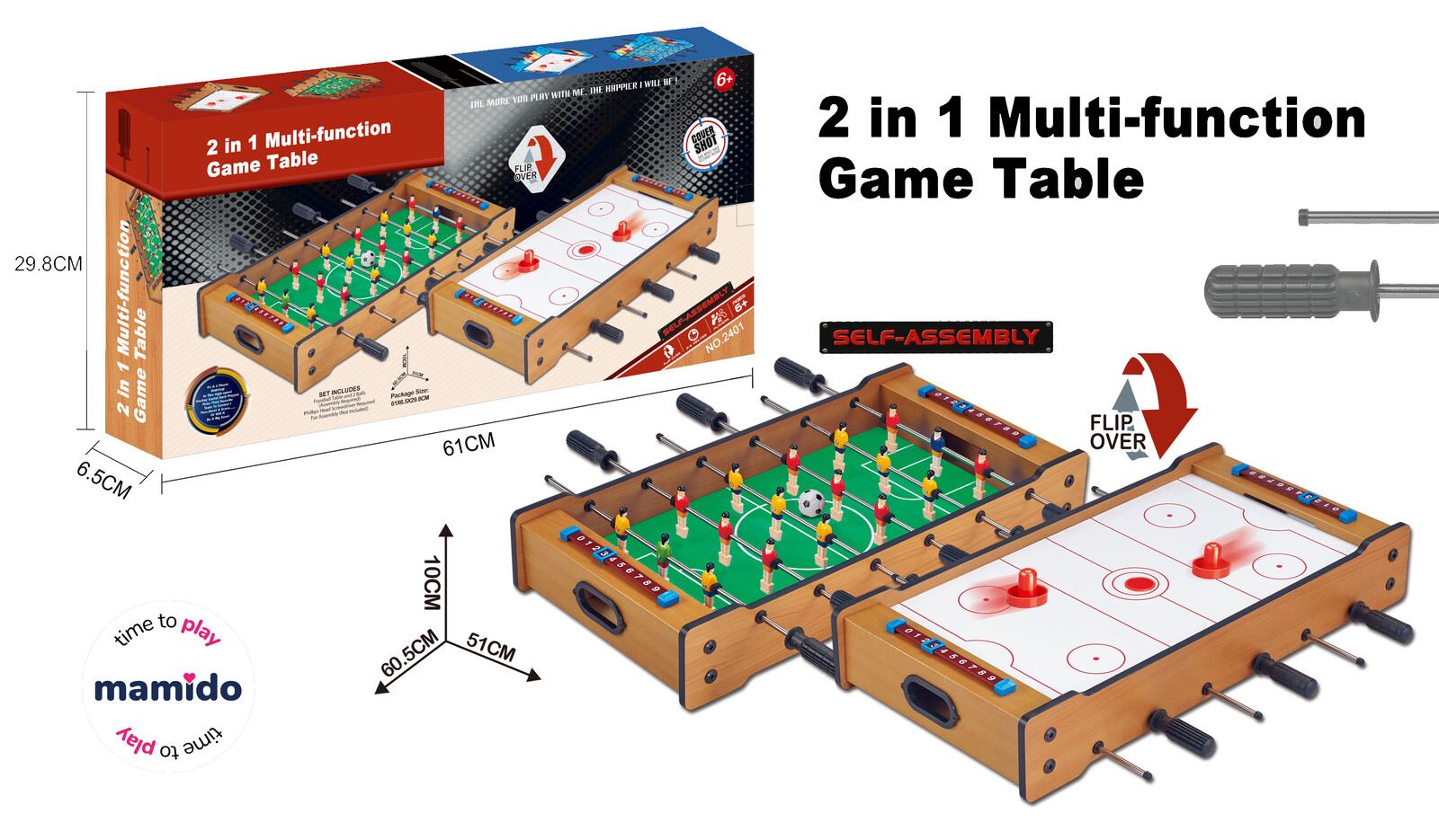 Mamido Mamido Společenská hra Stolní fotbal a Air hockey 2v1 MT1141