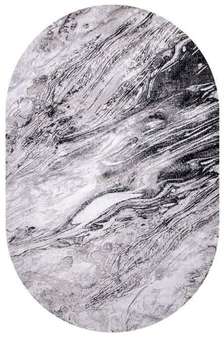 Koberec MAYA PR117 šedý / černý ovál