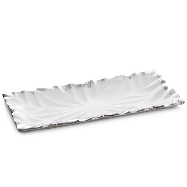 Dekorativní podnos NIRA 02 bílý / stříbrný