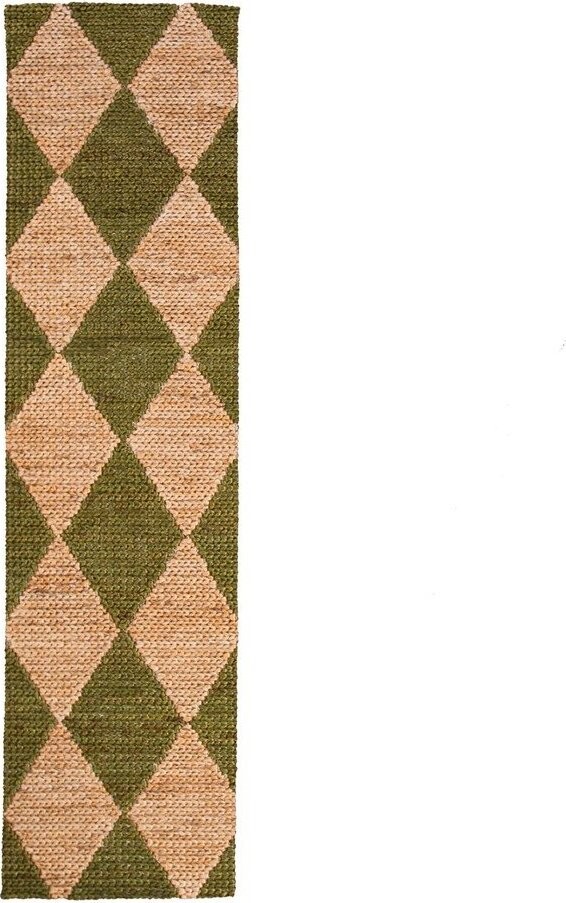 Zelený/v přírodní barvě ručně tkaný běhoun s příměsí juty 60x230 cm Effie Diamond – Flair Rugs