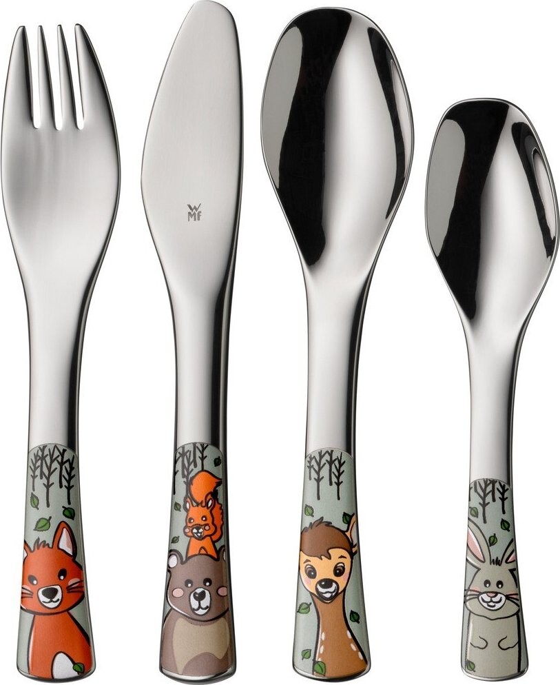 Nerezový dětský příbor 4 ks ve stříbrné barvě Forest Friends – WMF