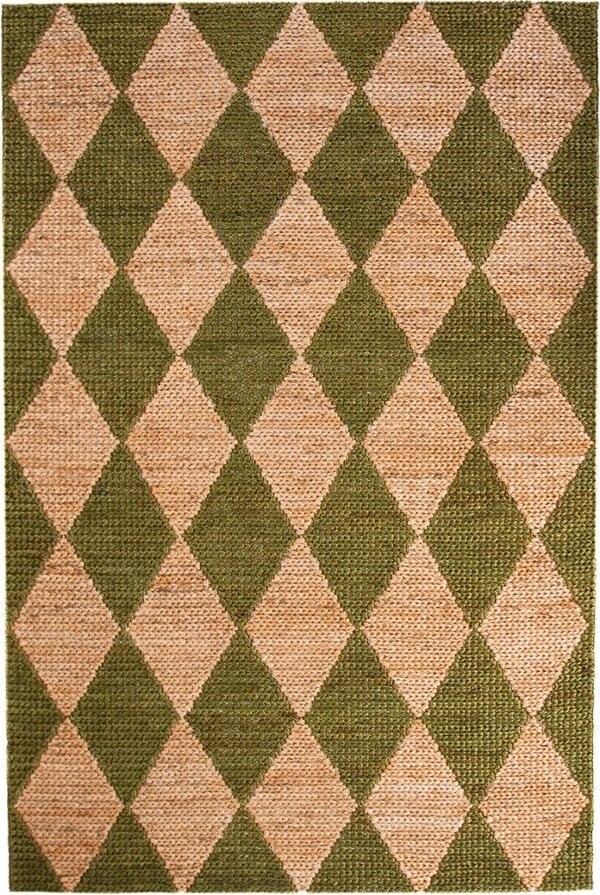 Zelený/v přírodní barvě ručně tkaný koberec s příměsí juty 160x230 cm Effie Diamond – Flair Rugs