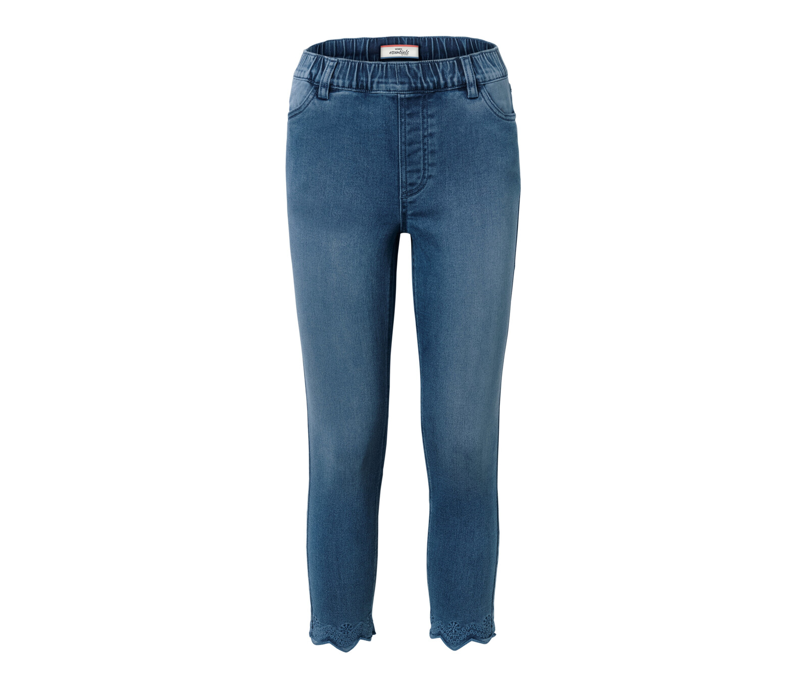 Tchibo - 7/8 tregíny s ažurovou výšivkou - pro ženy - vel. 42 - barva: modrá