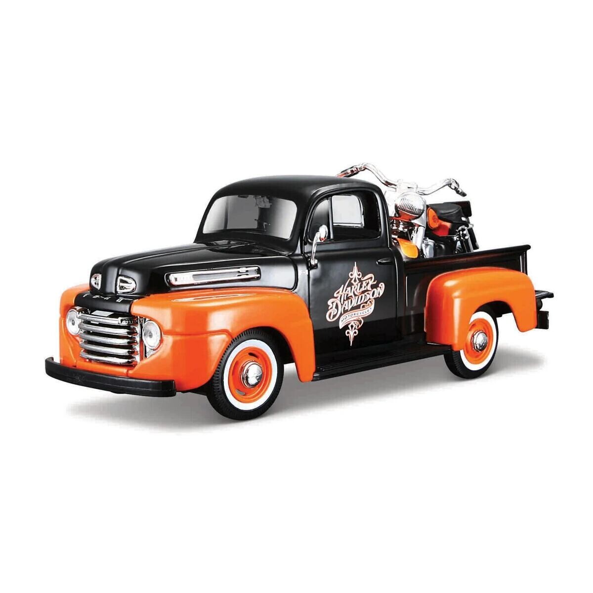 Maisto Harley-Davidson Custom, 1948 Ford F-1 Pick up + 1958 FLH Duo Glide, 1:24