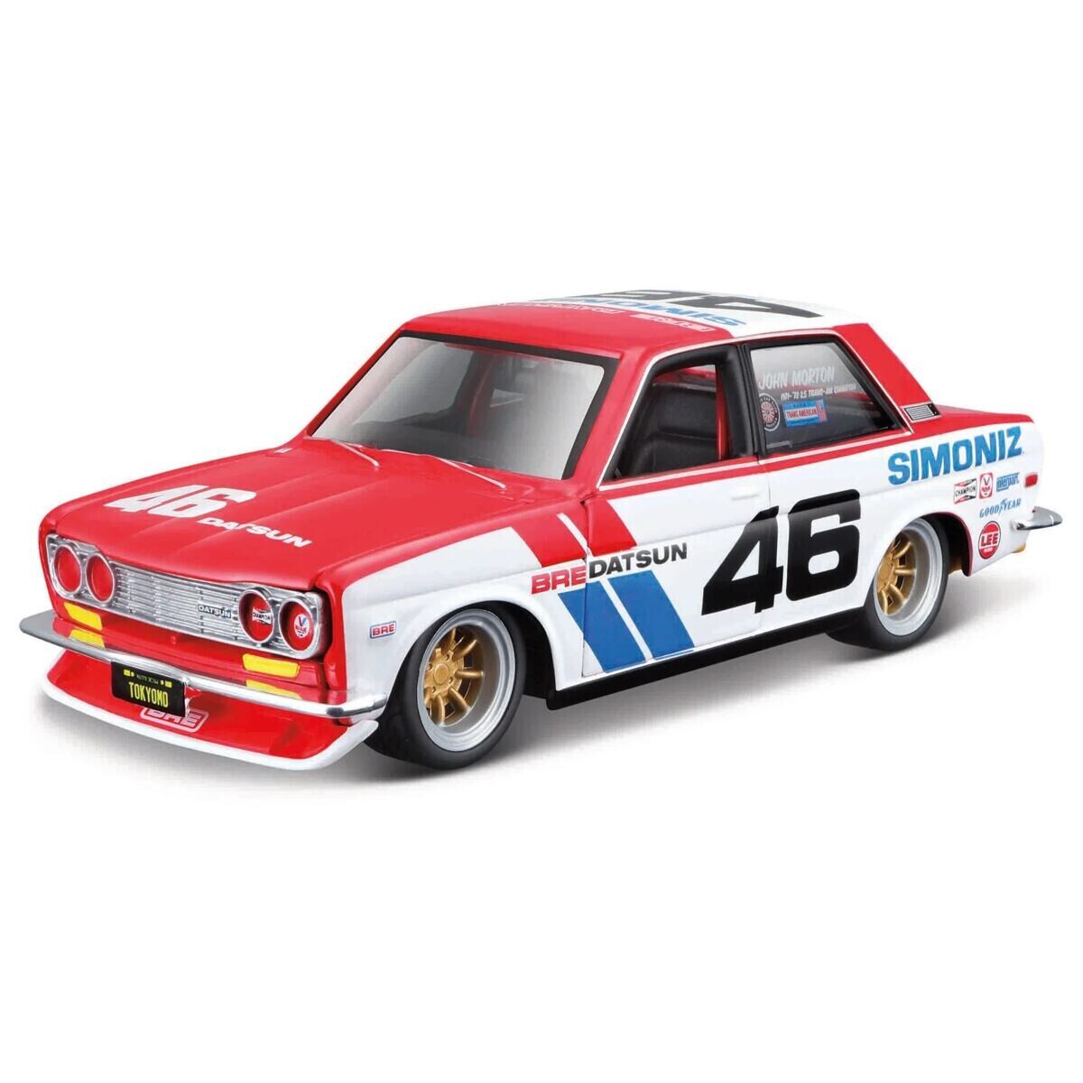 Maisto Design Tokyo Mods - BRE Datsun 510, červeno-bílá s číslem 46, 1:24