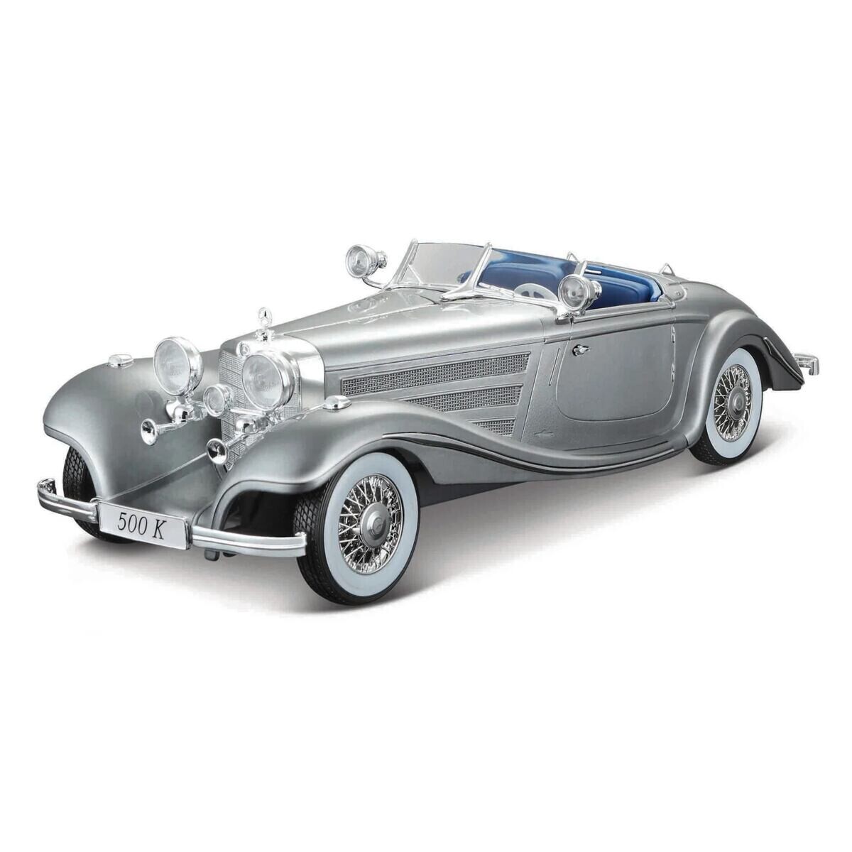 Maisto 1936 Mercedes-Benz 500 K Typ Specialroadster, metal šedá, 1:18