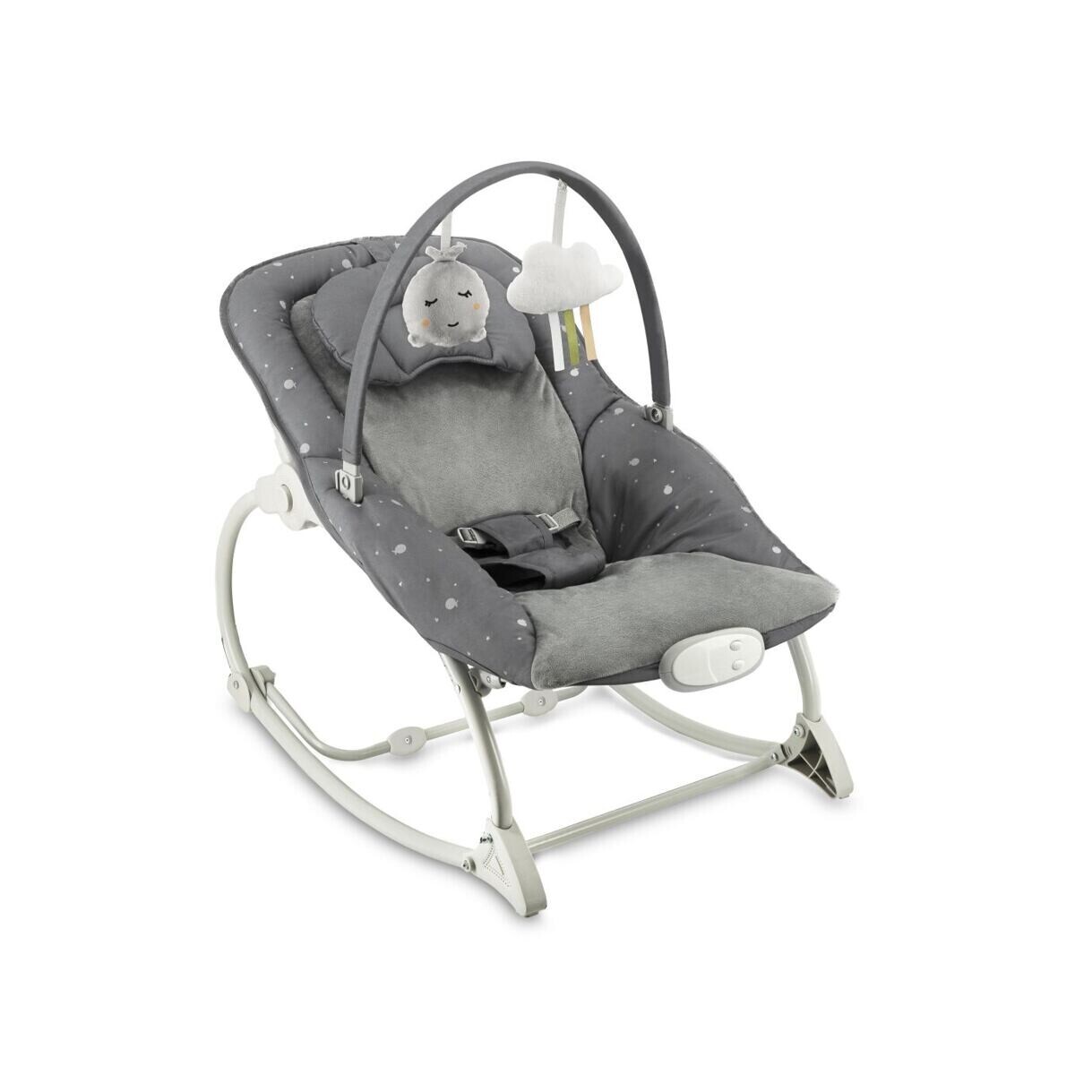 MoMi Vibrační lehátko s melodiemi LAPIS tmavě šedé