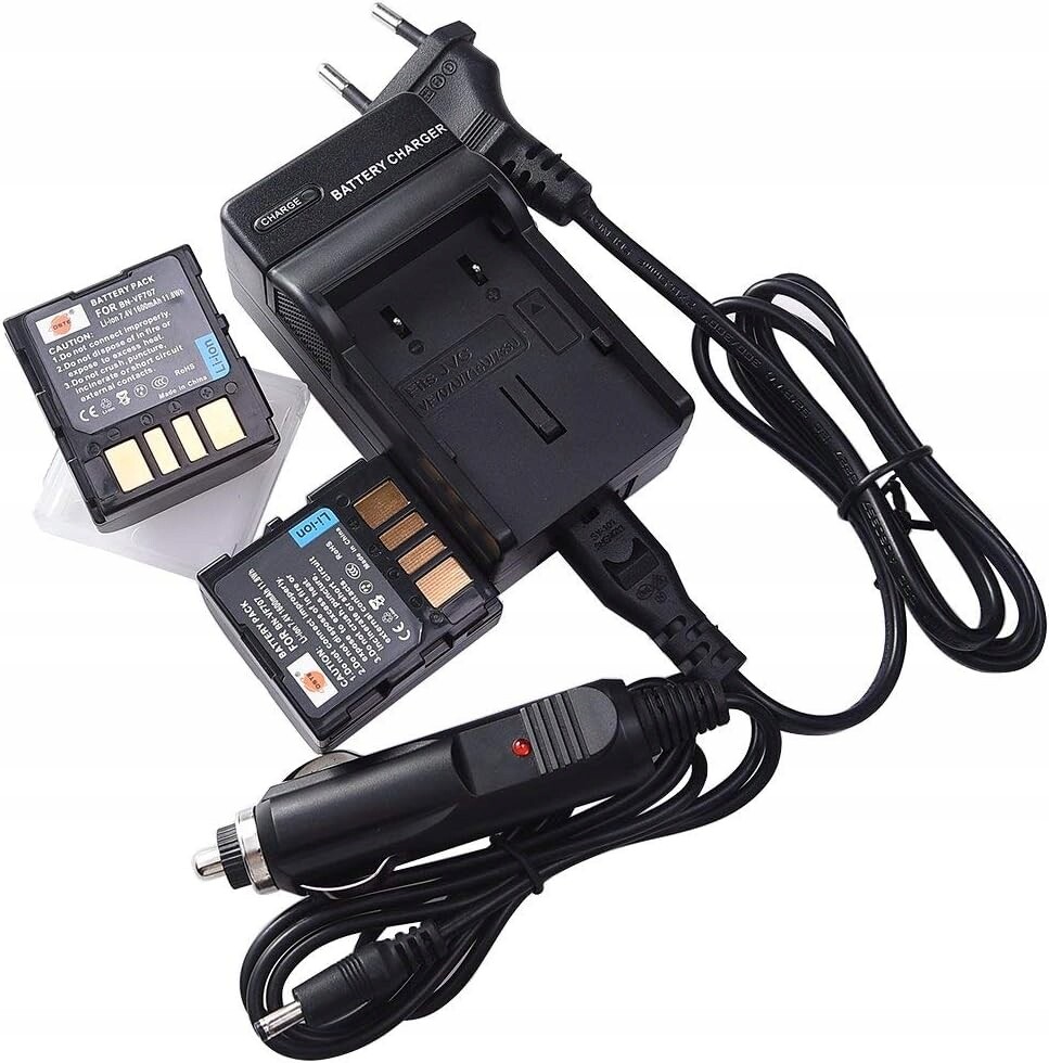 2x Akumulátor Baterie BN-VF707 1600 mAh Pro Kamery Jvc Nabíječka DC32U