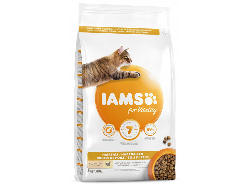 IAMS granule, 3 kg - 15 % sleva - Advanced Nutrition Hairball s kuřecím