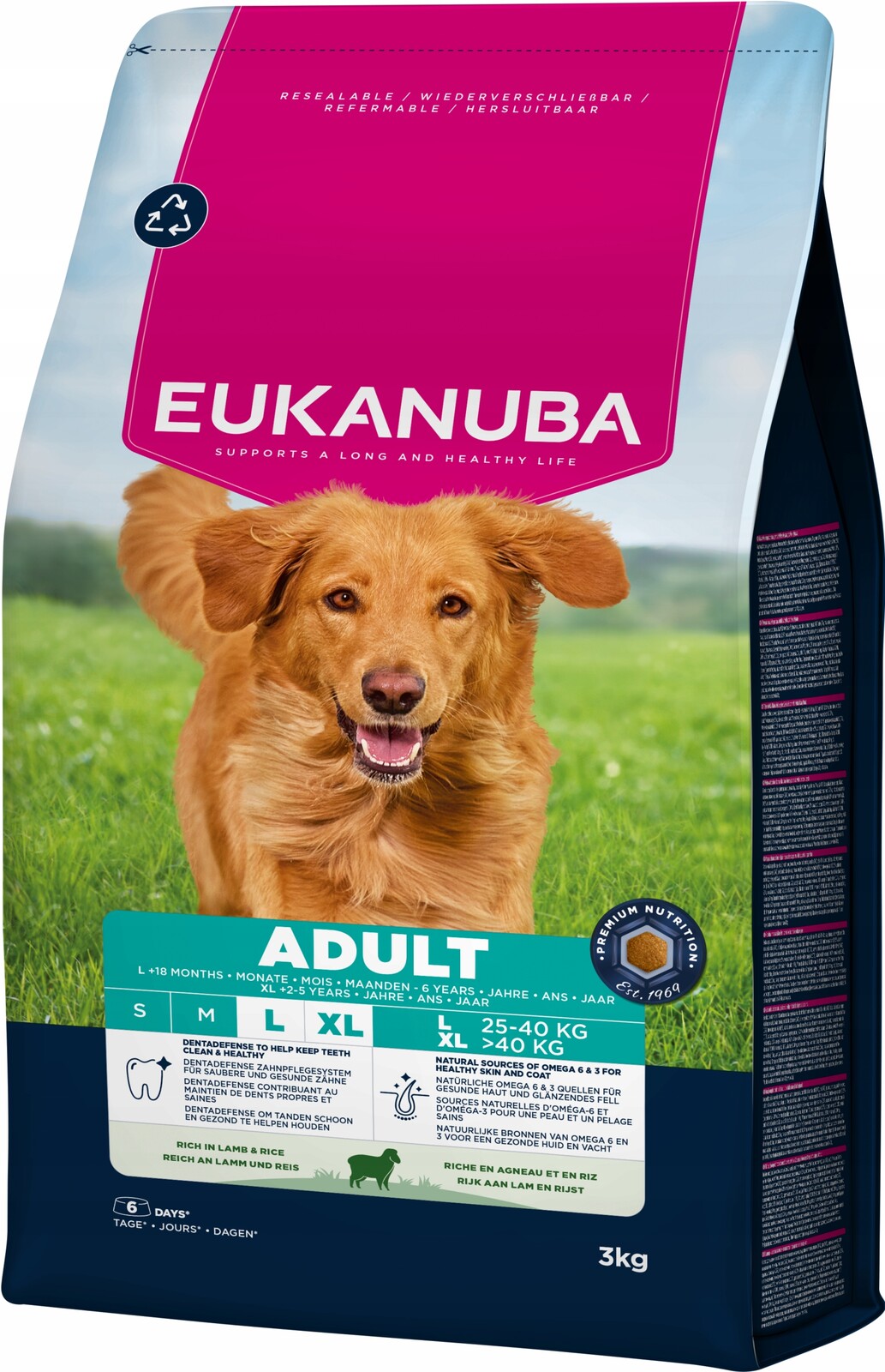Eukanuba Premium Nutrition Adult Large & Giant Breed jehněčí a rýže - výhodné balení: 2 x 3 kg