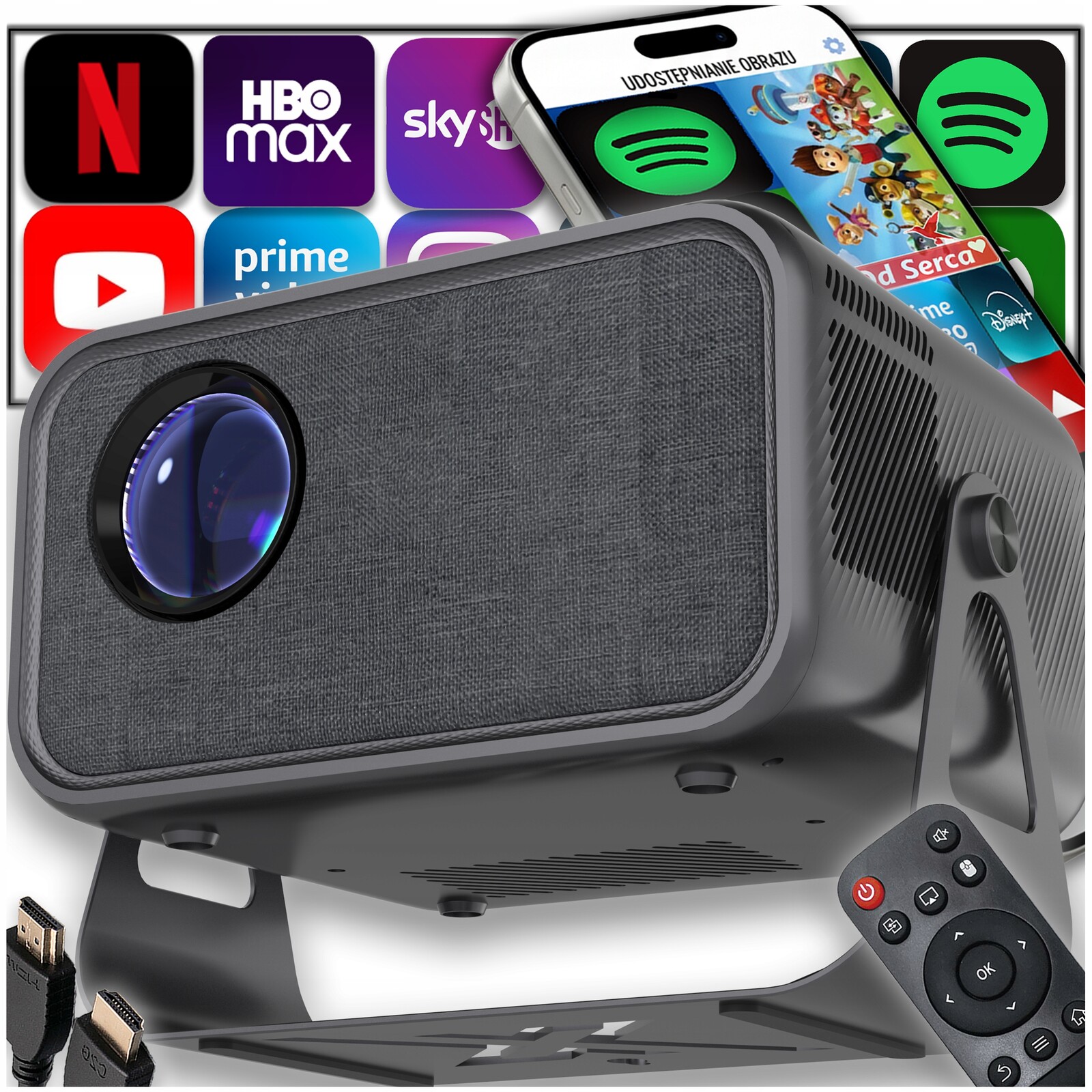 Filmový Projektor Multimédií Android Tv Wifi Bluetooth Full Hd