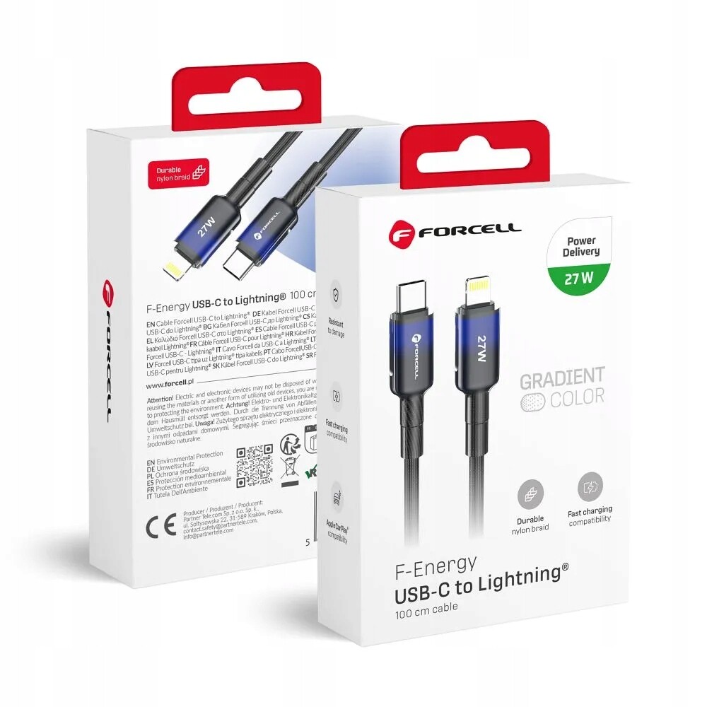 Kabel Usb-c na Lightning Forcell F-Energy Pd 3A 27W Gradient 1 m C356 černý