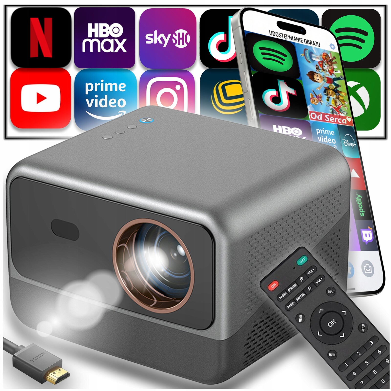 Projektor Android Tv Wifi Přenosný Reproduktor Velký 500 Ansi Full Hd