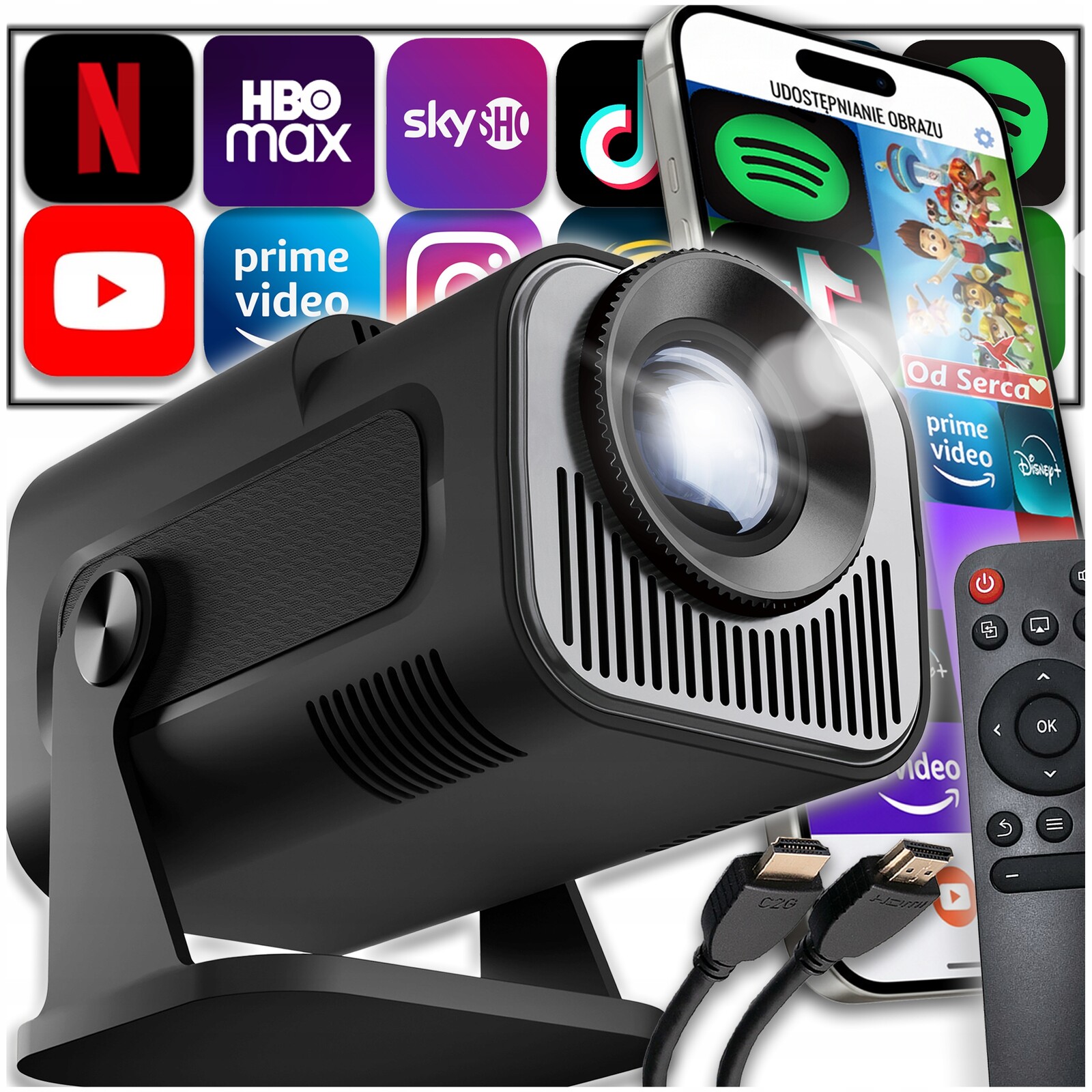 Projektor Wifi Bluetooth Přenosná Verze Mini