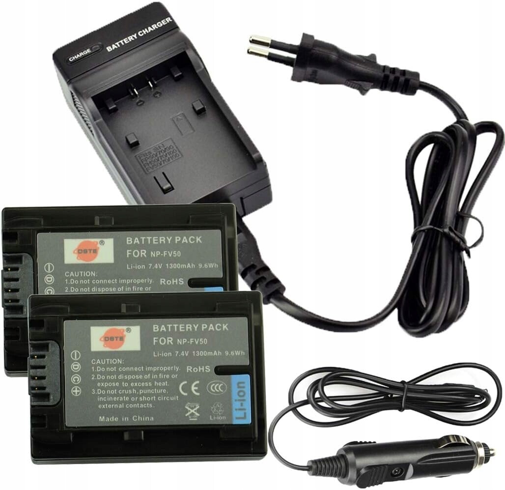 2x Akumulátor Baterie NP-FV50 1300mAh Pro Fotoaparát Sony Nabíječka DC04U