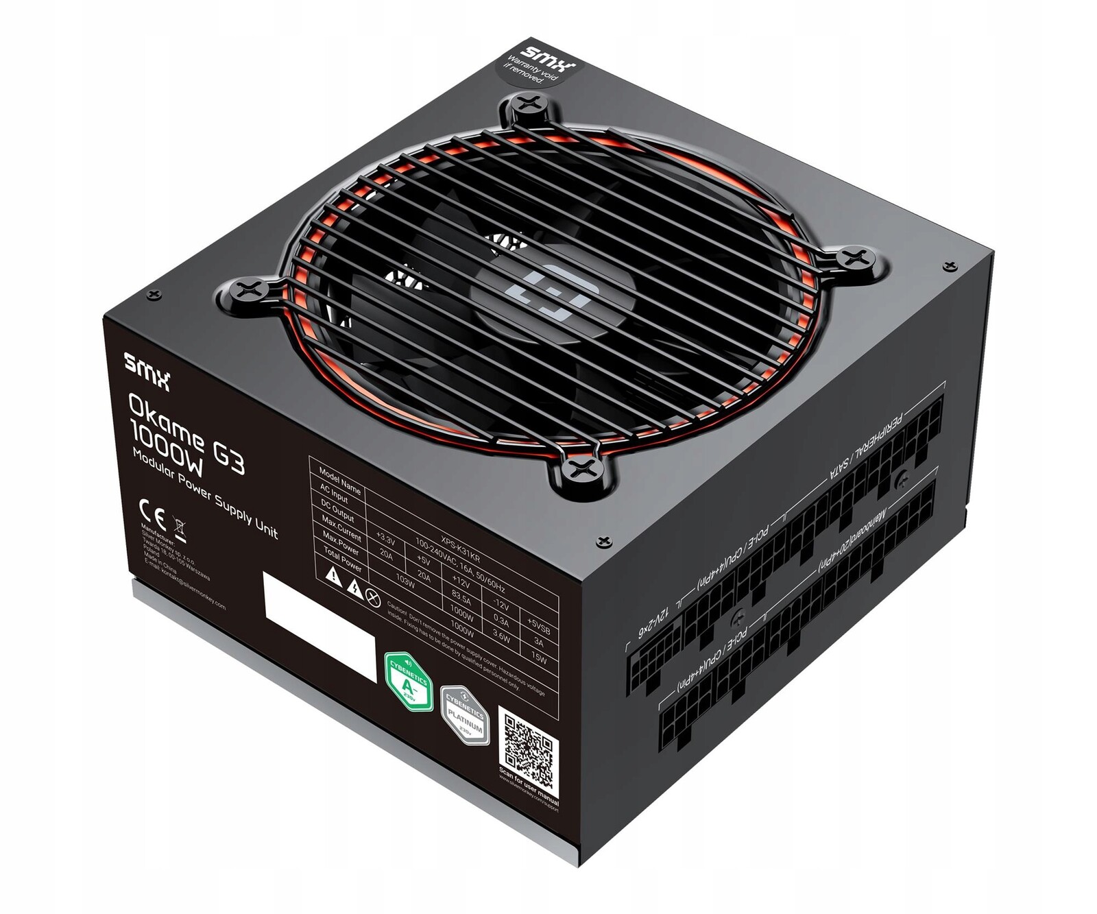 Napájecí zdroj pro počítač Smx Okame G3 1000W Atx 3.1 Modulární 80 Plus Platinum