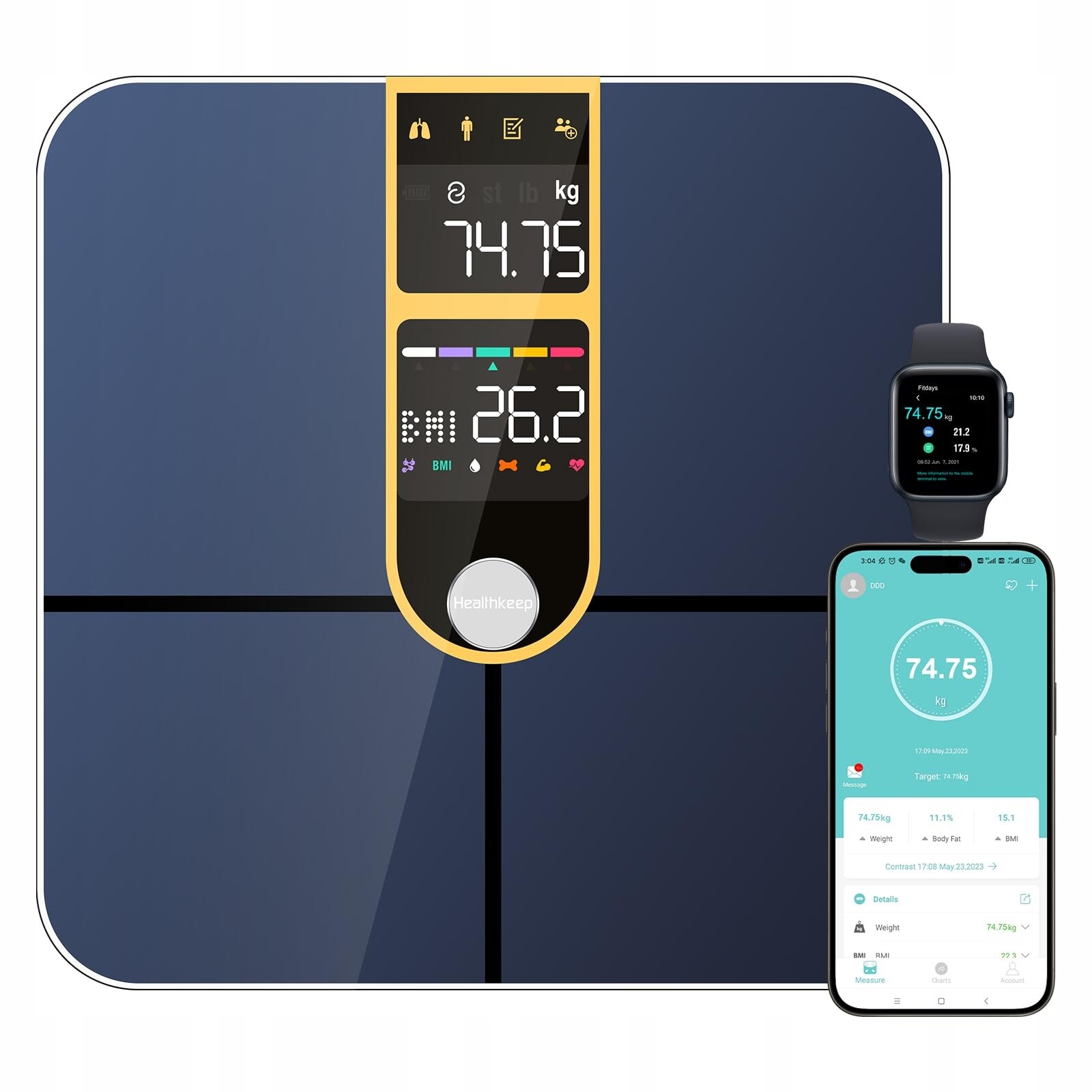 Healthkeep Bluetooth váha Gold 16 měření aplikace pro Android a iOS
