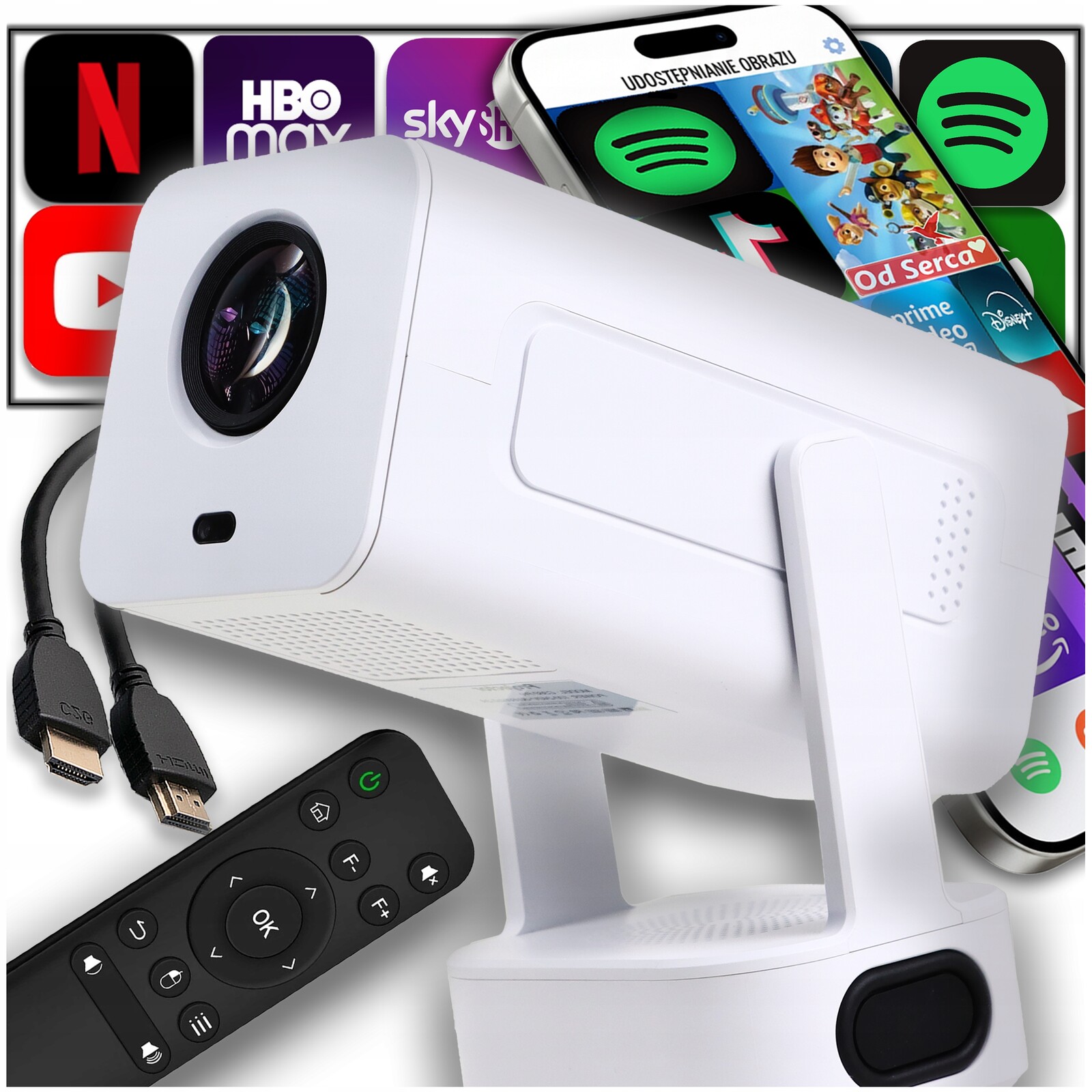 Projektor Wifi Bluetooth Full Hd Přenosný Bílý