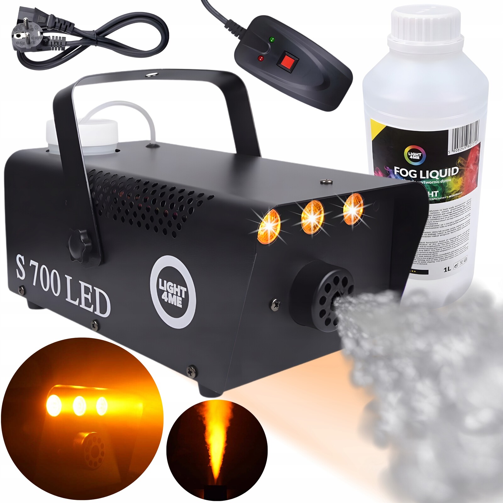 Výrobník Kouře, Mlha, Zakouření, 3 Led Diody, Silný, Výkonný 700W Dálkový Ovladač Kapalina