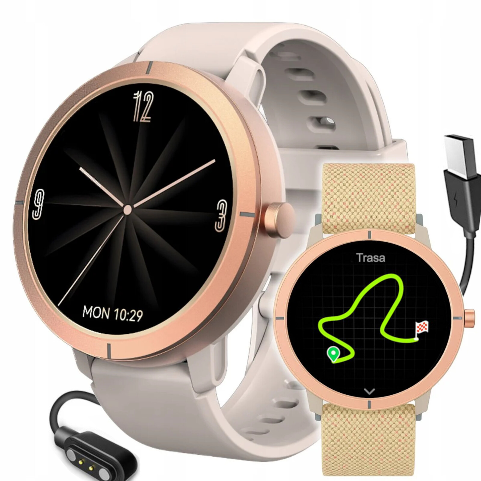 Chytré Hodinky Dámské Vodotěsné Hodinky Gps Menu Pl Amoled Hovory 2 Řemínky