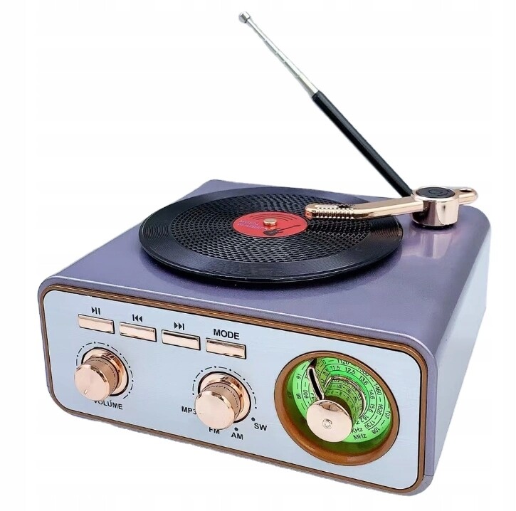 Retro MP3 přehrávač Gramofon Bluetooth Usb Fm Am Sw s baterií