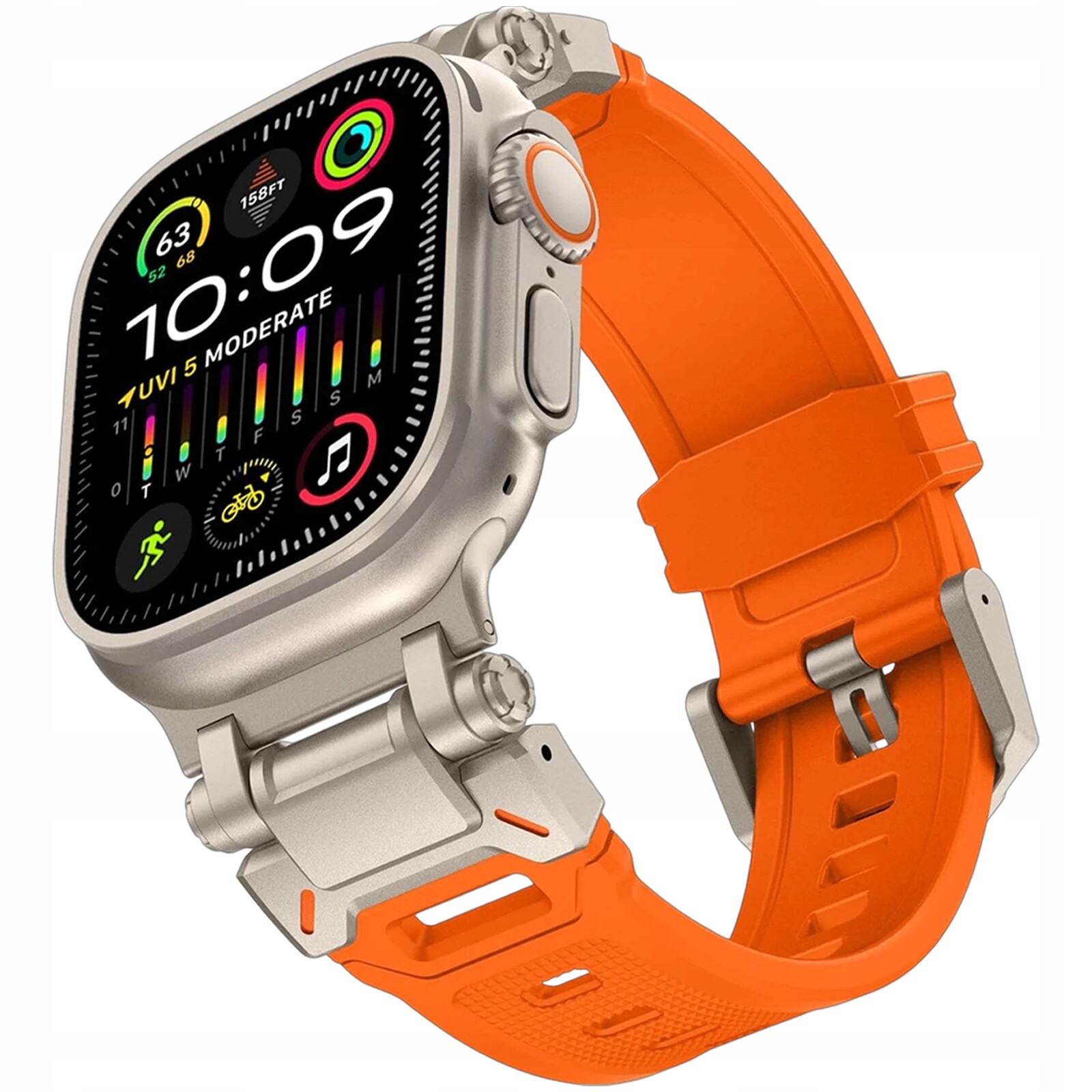 Pásek Alogy Luxury Metal Tpu pro Apple Watch 42 44 45 49 mm Oranžový