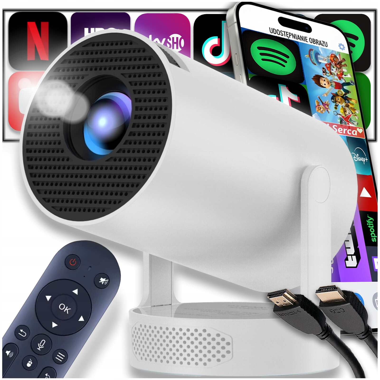 Filmový Projektor Multimédií Android Tv Wifi Přenosný Bt Reproduktor