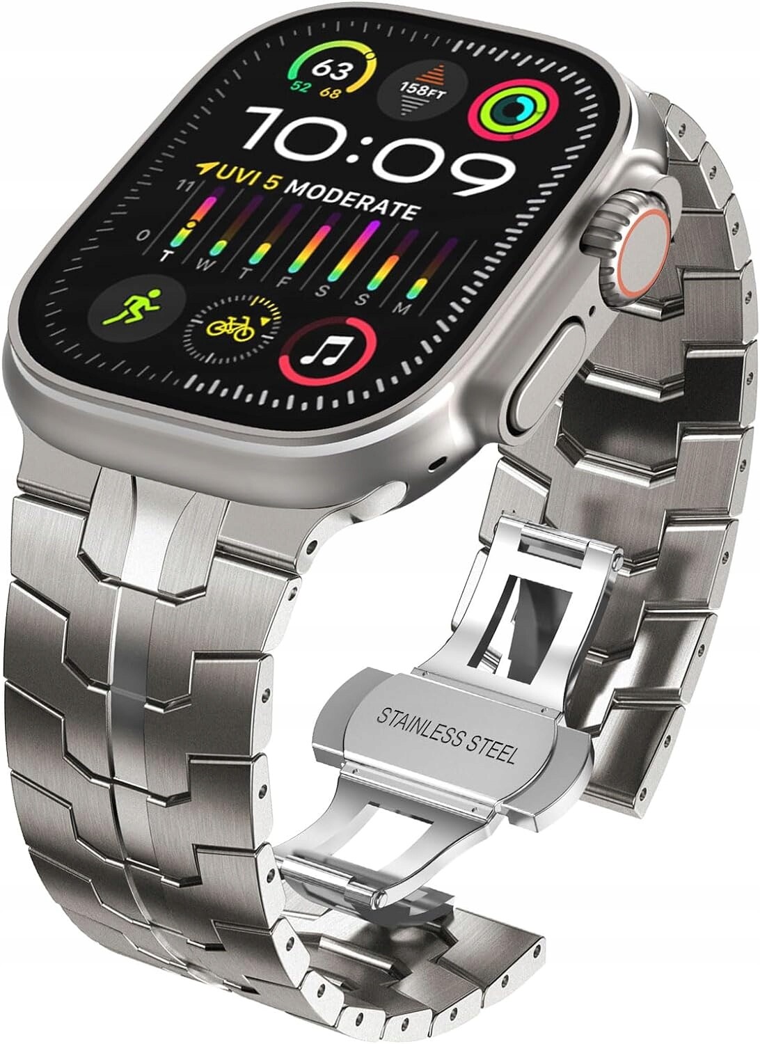 Kades Kompatibilní s Apple Watch, pánský pevný náramek z oceli