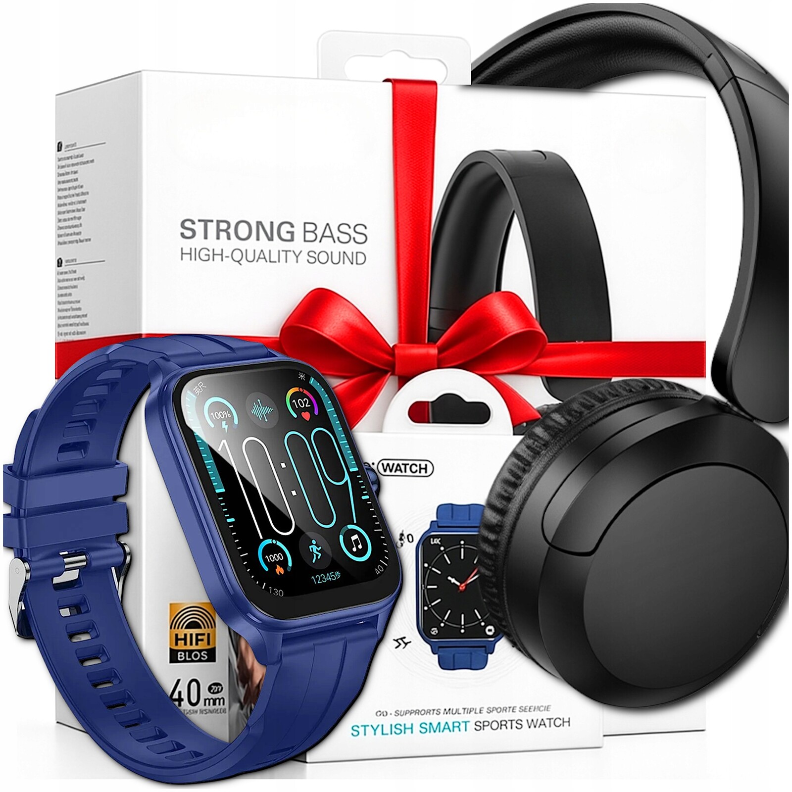 Sada Chytré Hodinky Sluchátka Bluetooth 5.4 Bezdrátové Přes Uši Dárek