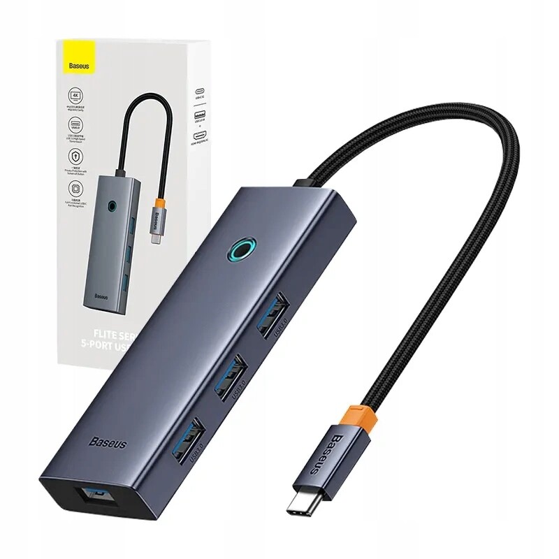 Hub 5v1 Baseus UltraJoy 5-Port (1xHDMI4K@30Hz 4xUSB 3.0) Šedý