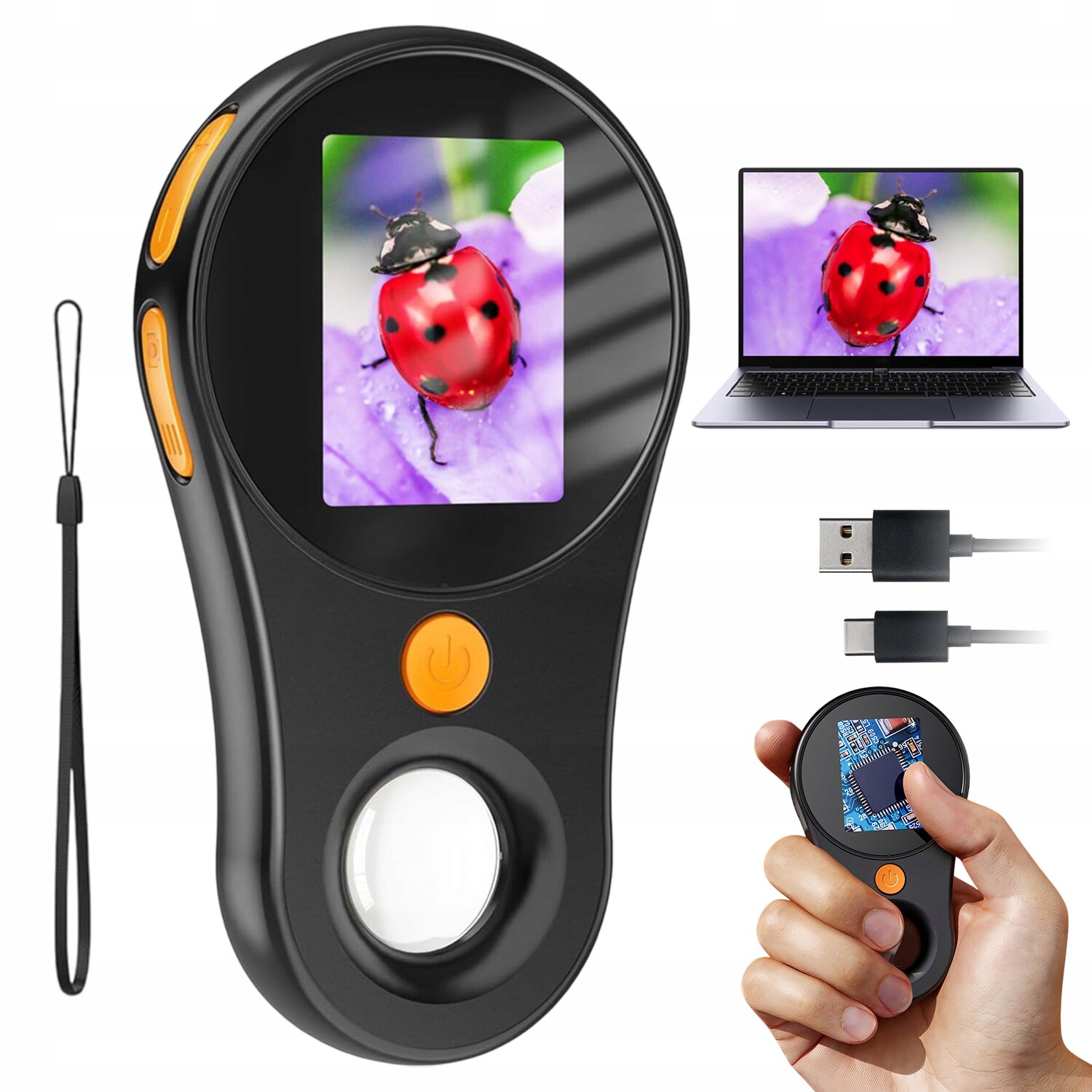 Mikroskop Ips Přenosný Digitální Optický Kapesní 8*LED