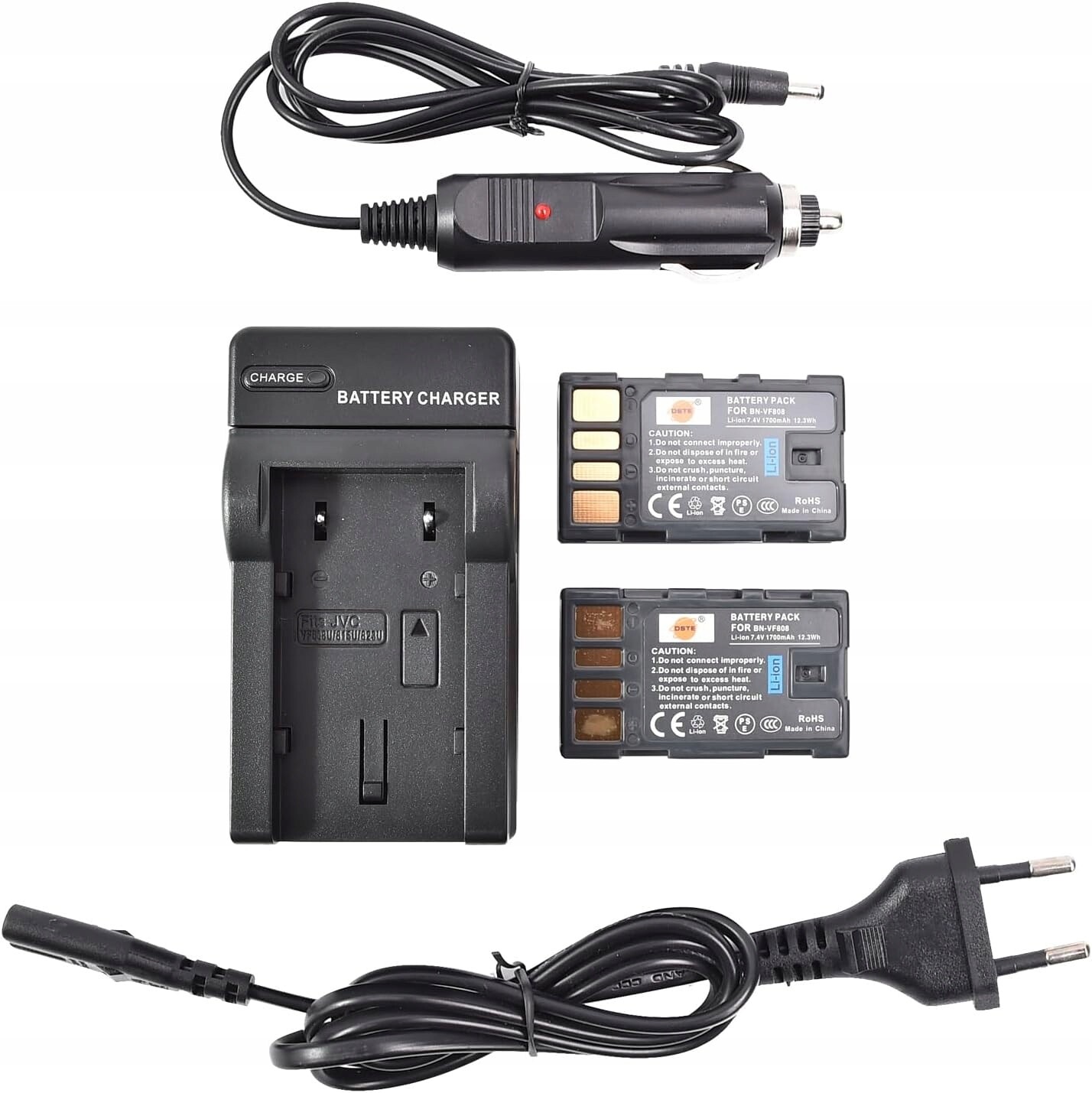 2x Akumulátor Baterie BN-VF808 1700 mAh Pro Kamery Jvc Nabíječka DC36U