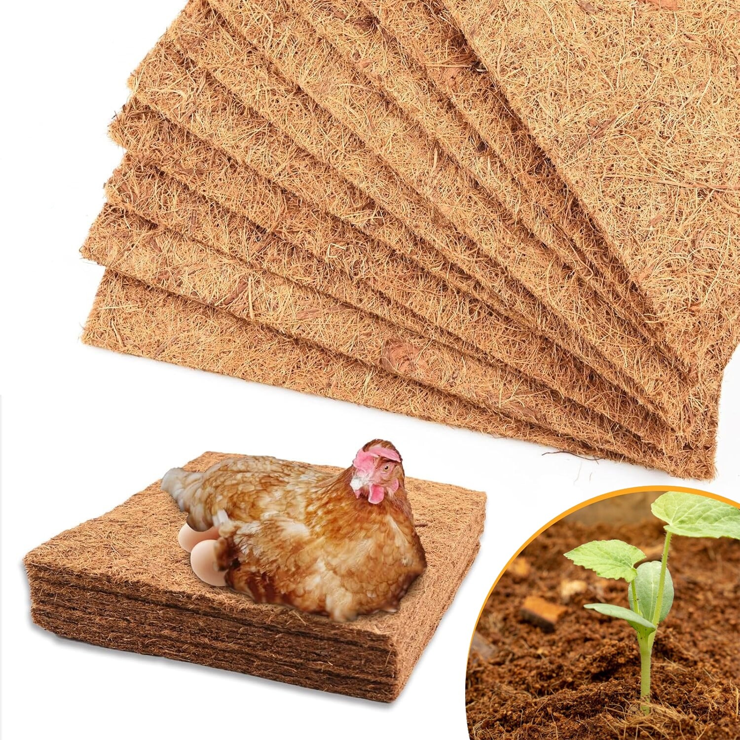 Kokosová Podložka Přírodní Pro Slepice, Křečky, Štěňata, Prasátka Trvanlivá 10 Ks