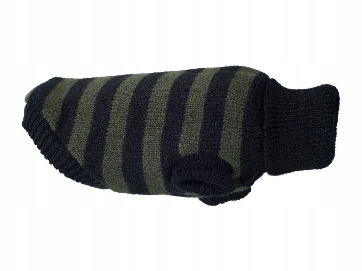 Svetr Amiplay zelený S 28 cm, pruhy khaki-černé