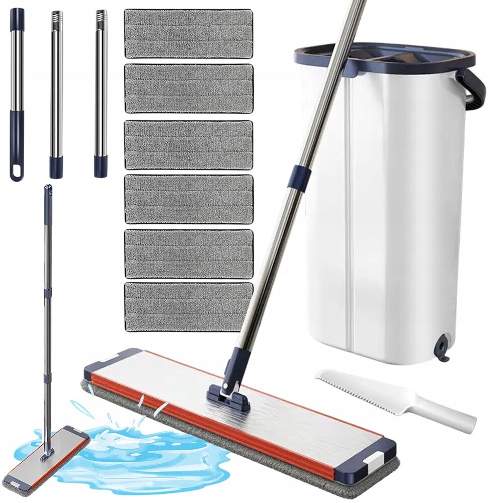 Plochý Rotační Mop Se Ždímačem S Dvoukomorovým Kbelíkem 5 Náplní Bonus