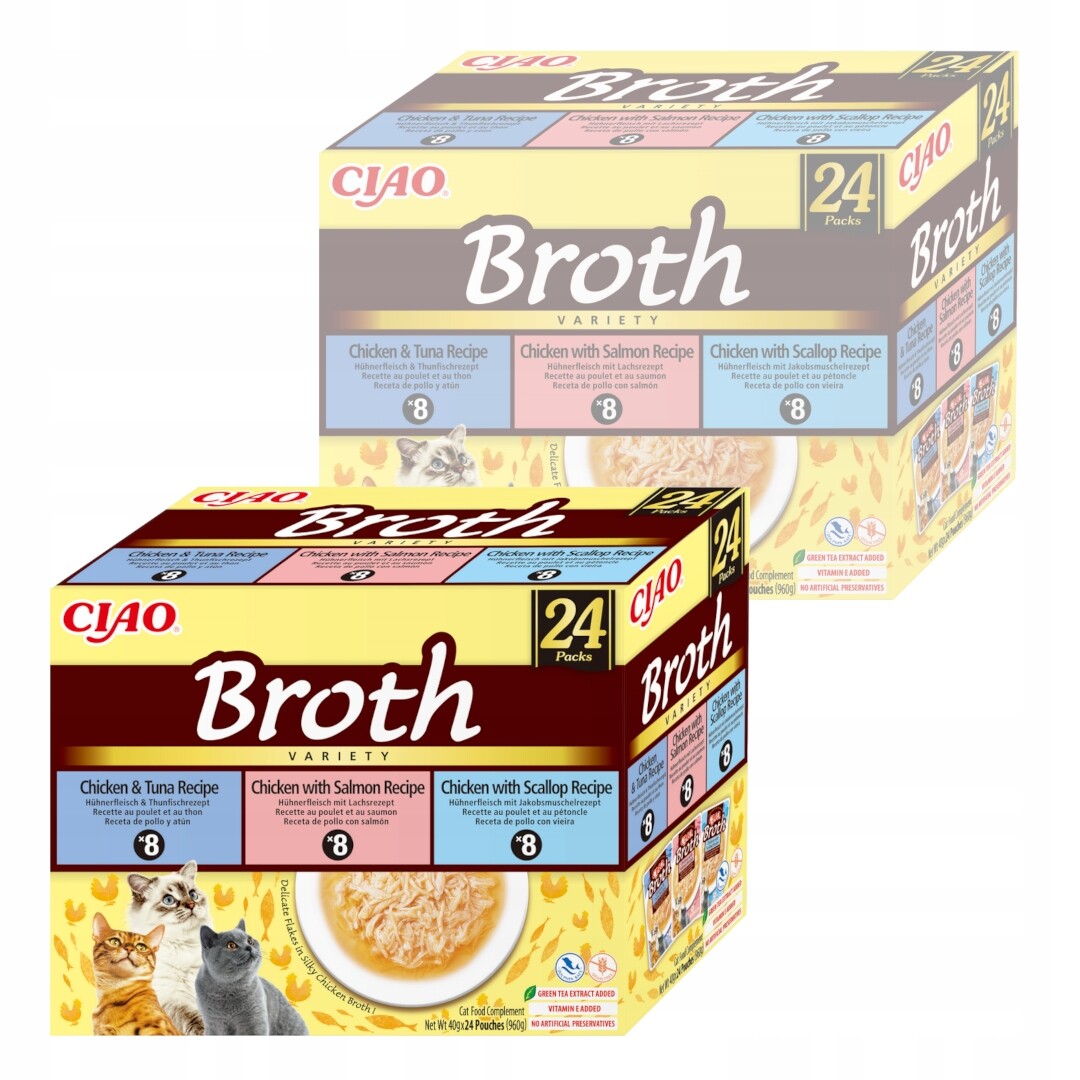 Inaba Cat Ciao Broth 48x40g Doplňkové Krmivo Pro Kočky Vývar Mix Chutí