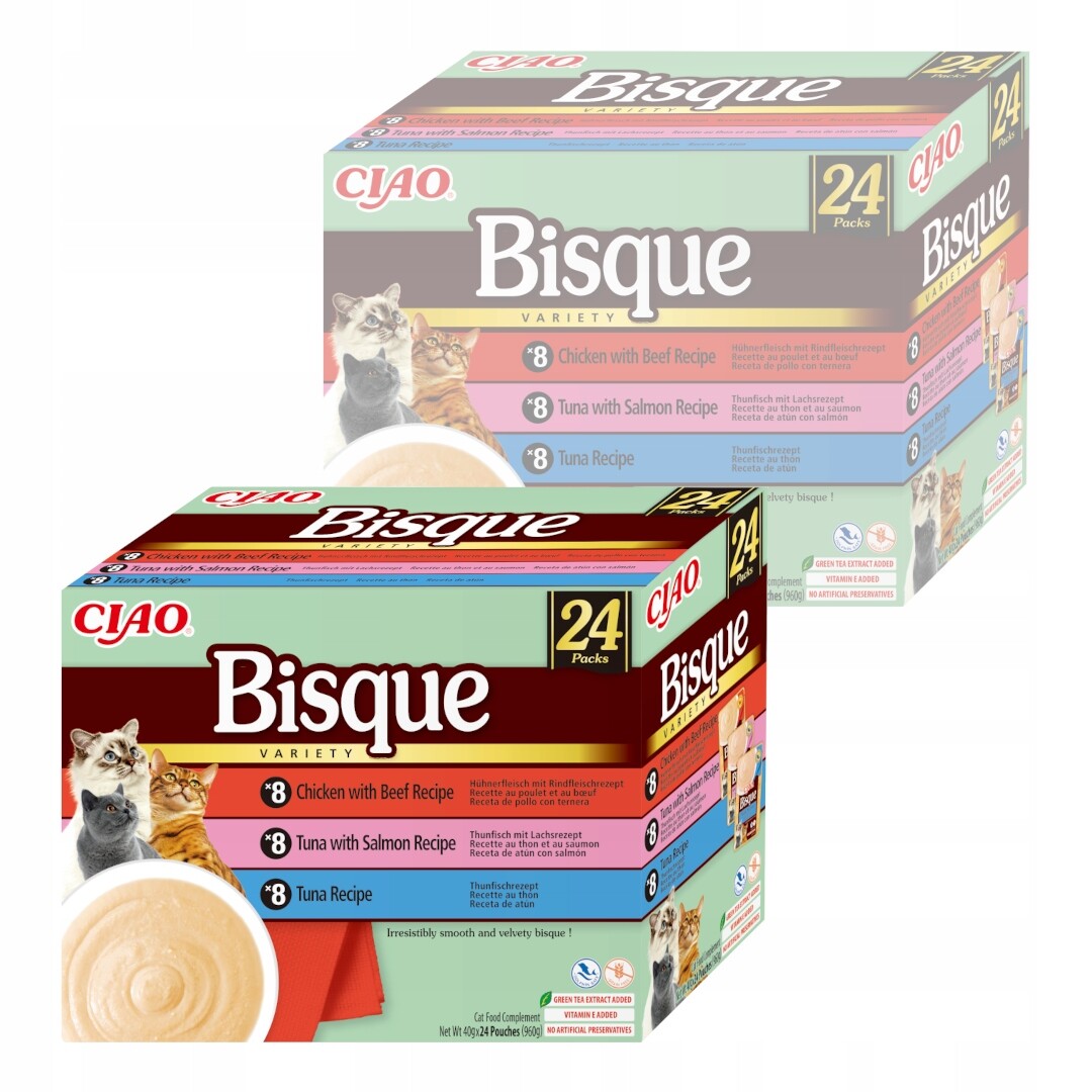 Inaba Ciao Bisque 24x40g Doplňkové Krmivo Pro Kočky Mix Chutí s tuňákem