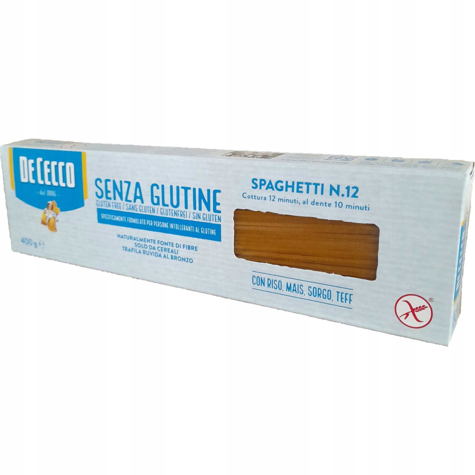 4X Těstoviny Senza Glutine spaghetti n.12 400g DeCecco bezlepkové těstoviny