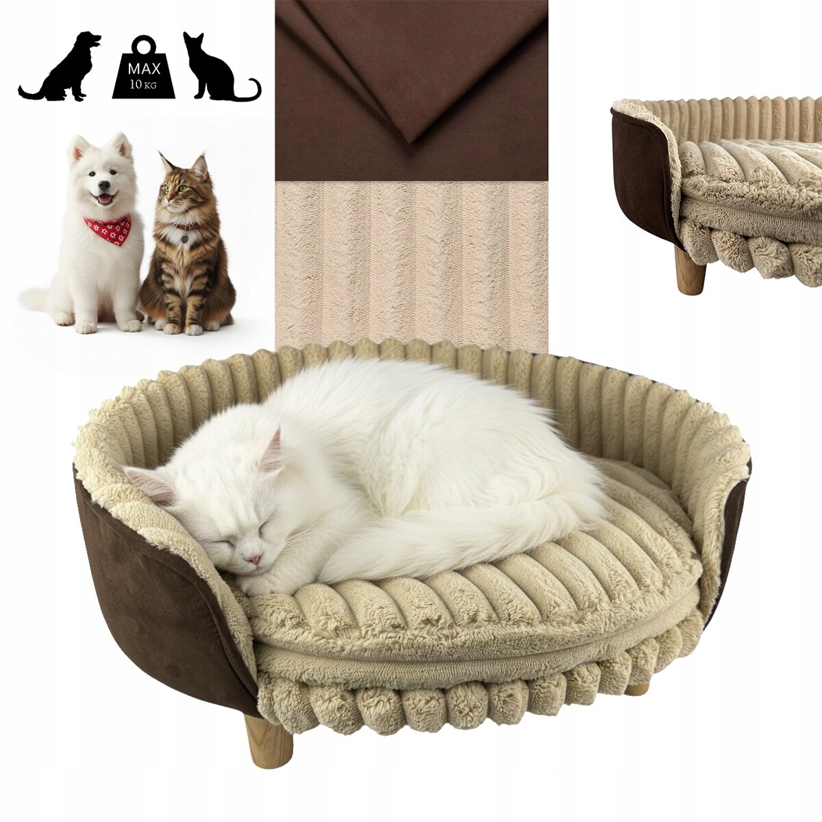 Pohovka pro psa a kočku Sztruks pelíšek měkká pohodlná pohovka L 46x50